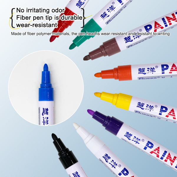 12 Färg Vit Vattentät gummi Permanent Paint Marker Pen Bil A