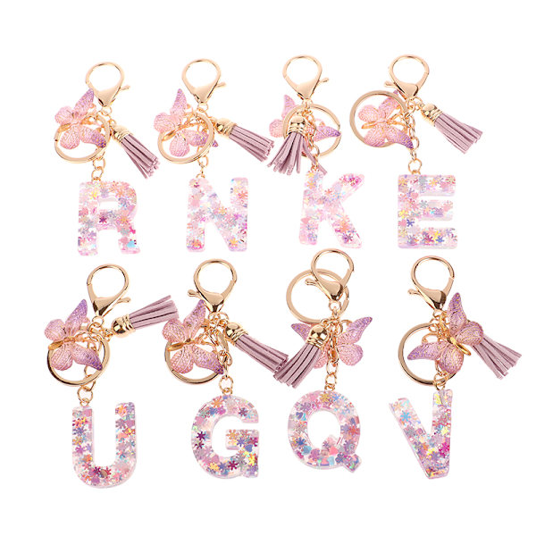 1 kpl A-Z Letters avaimenperä naisille Tupsu Butterfly Pendant Ini H