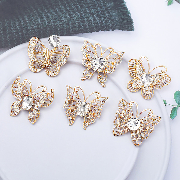 Alloy Rhinestone Butterfly Brosch Fashion All-match Scarf Buckl A7
