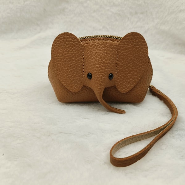 Læder Elephant Zero Wallet Creative Card Bag Opbevaring til kvinder Z Khaki