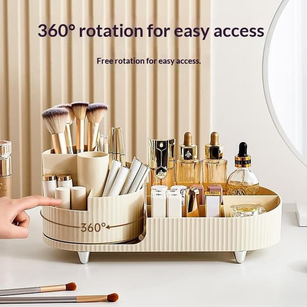 Stor kapacitet roterende makeup-organizer med opdelte rum A2