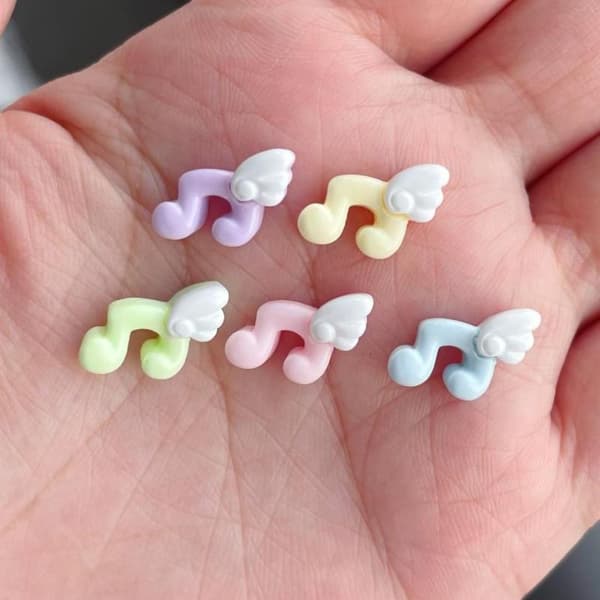 e Pastel Harpiks Musiknode Charms Med Englevinge Design Til DIY Blue