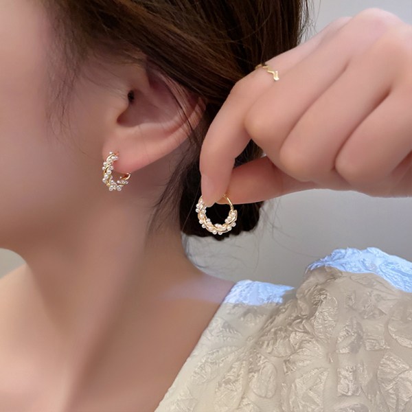 1 Par Simple Temperament Circle Pearl Earrings Mode Small Ea
