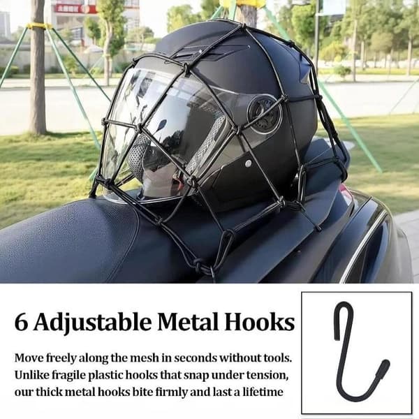 1x Motorcykel Bagage Net Krog Opbevaringspose Cykel Net Opbevaring 30x30cm