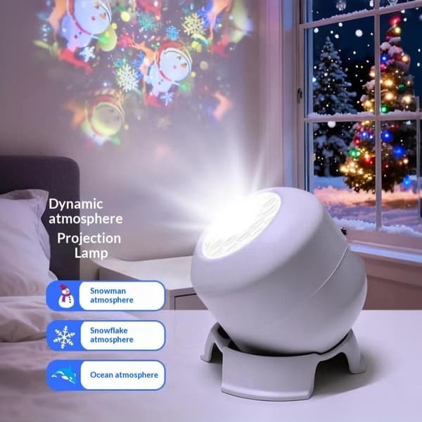 LED Oceanprojektorlampa 360° roterande dynamisk nattlampa USB A1