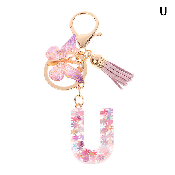 1 kpl A-Z Letters avaimenperä naisille Tupsu Butterfly Pendant Ini U