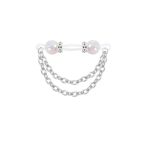 1 par justerbara nippelringar utan piercing i akryl White