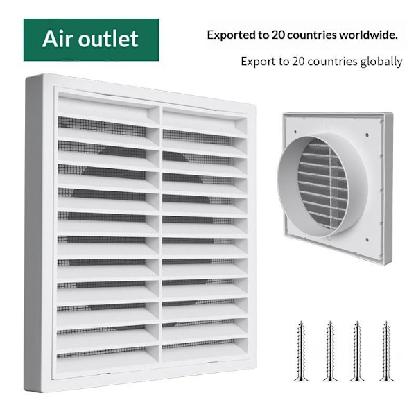 1 stk. Ventilationsrist PP Luftudstødning til vægloft A4