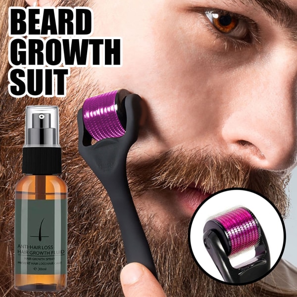 Natural Men Beard Growth Roller Kit Oil Nourishing Enhancer