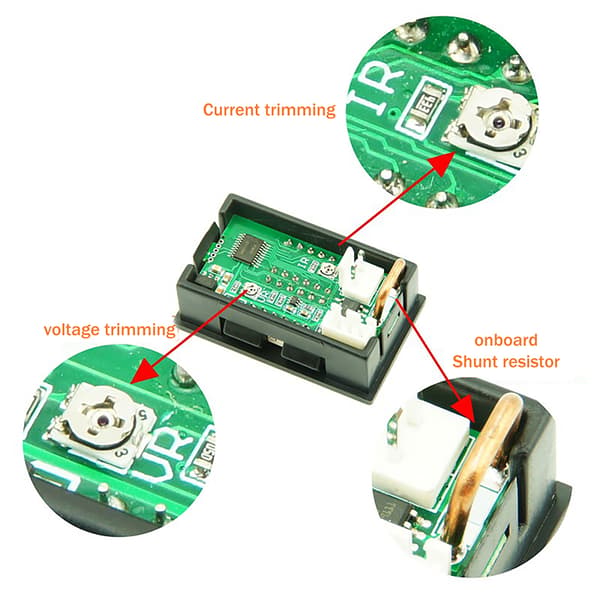 4-cifret 5-leder Mini Digital Voltmeter Ammeter DC 100V 10A Voltm