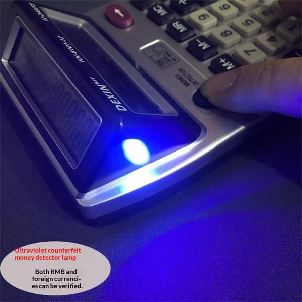 Dobbelt display lommeregner med pengedetektor 12 cifre elektronisk E