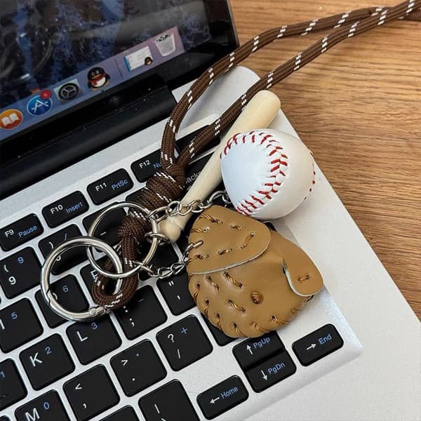 Mini Baseballhandske Træ Bat Nøglering Dametaske Tilbehør