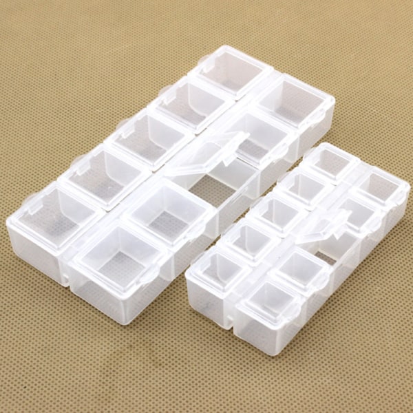 10 Grid Plast rektangulärt fack Förvaringsbox Örhängen Je L