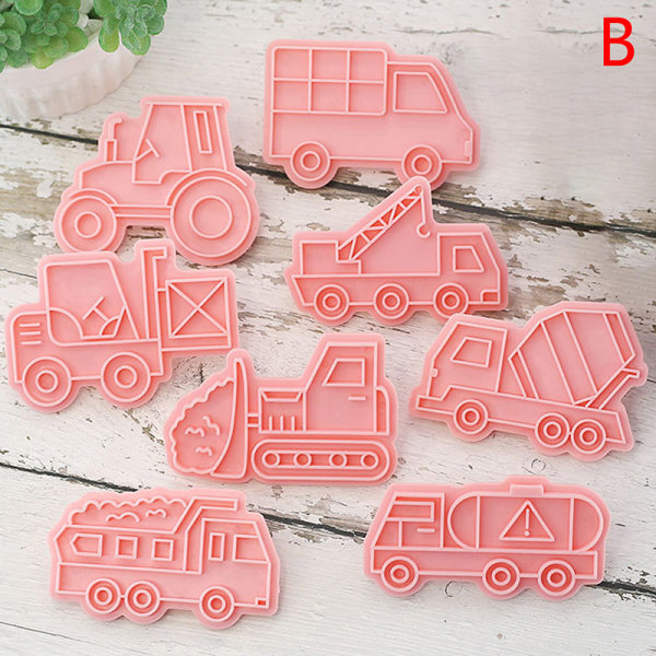 8 Stk/Set Køretøj Bil Cookie Forme 3D tegneserie Cookie Form Biscu B
