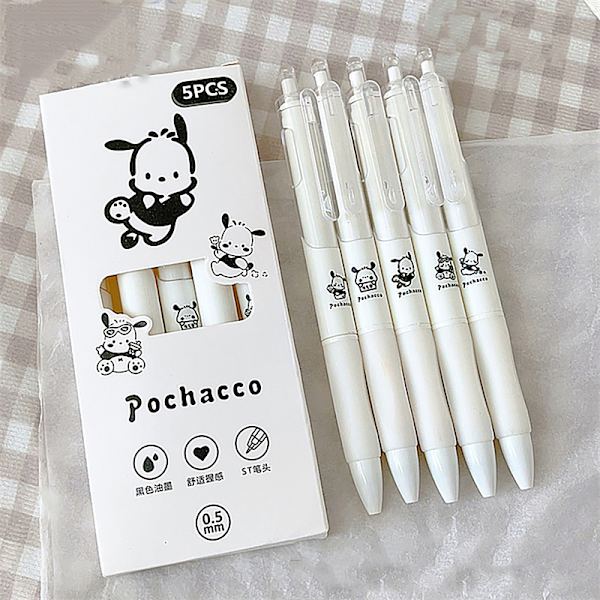 5 st Kawaii Pen Black Ink Gel Pens Estetisk brevpapper Pen Set A2