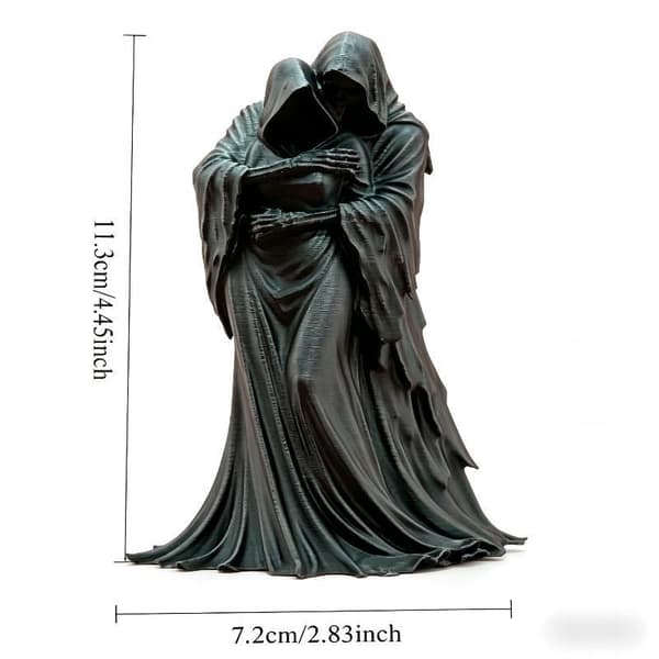 3D-printet \"Grim Reaper\"-statue av et klempar, perfekt til Halloween