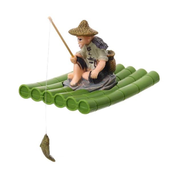 Flydende Bambusflåde Fiskeornament Foderplatform til Mini C