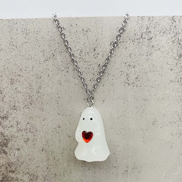 Luminous Ghost Pendant Necklace Halloween Spooky Charm Earrings A2