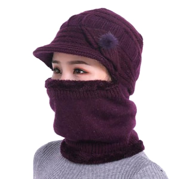 Hat Vinter Fortykket vindtæt Hat Udendørs Uld Hat Ørebeskyttelse Dark purple