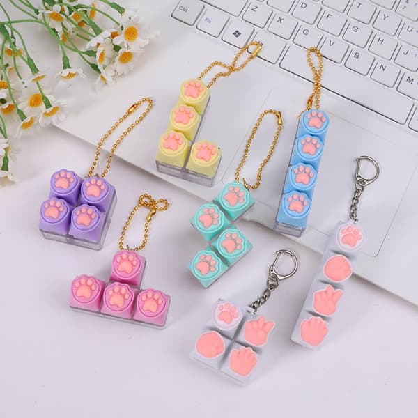 Bärbar tangentbordsklickare Fidget Nyckelring Set Knappar För Blue