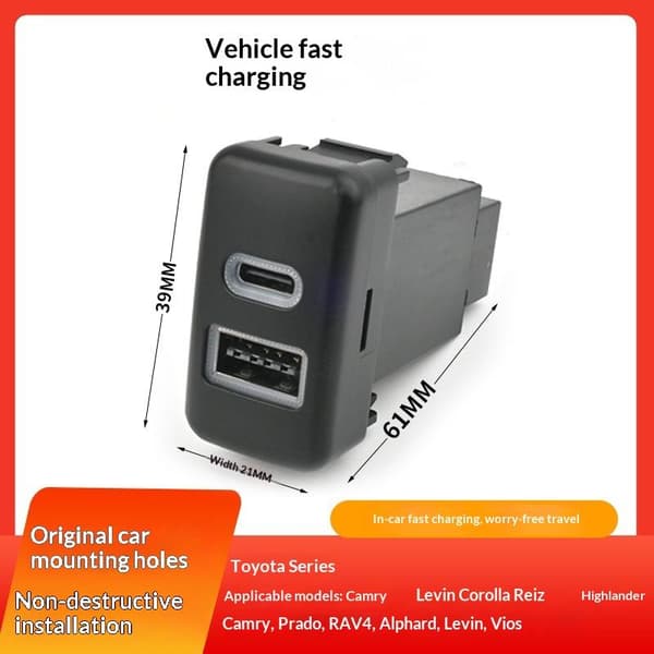 Til RAV4 USB Biloplader PD QC3 0 Hurtigoplader Til Lighter Rig A4