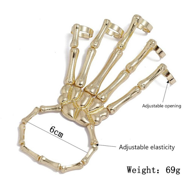 Steam Punk Rannekoru Gothic Hand Skull Skeleton Säädettävä Silver