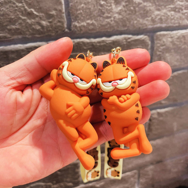 Kawaii Garfield Cat Pendant Nyckelring Bilnyckelring Telefonväska Or A1