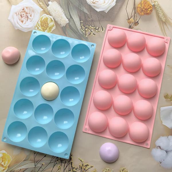 15 halvsirkelformede silikonformer for DIY-baking av pudding M Pink
