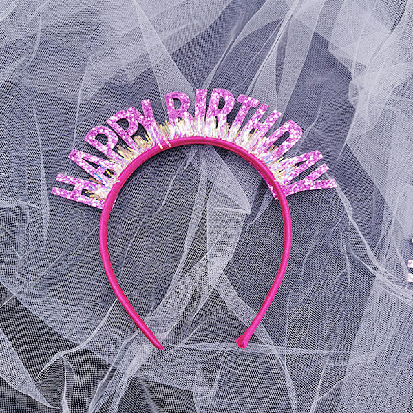 Glitter HAPPY BIRTHDAY Paljettipäänauha syntymäpäivän koristelu Birt Rose red