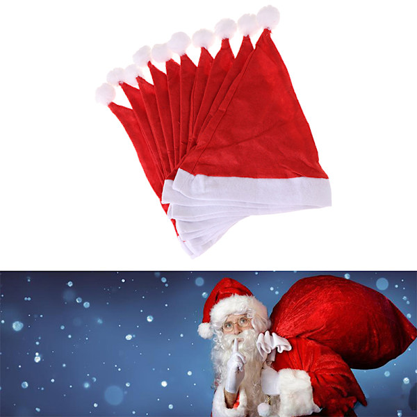 10 stk Julehatte Julemand Glædelig Jul Festival Tilbehør 10Pcs Adult hats