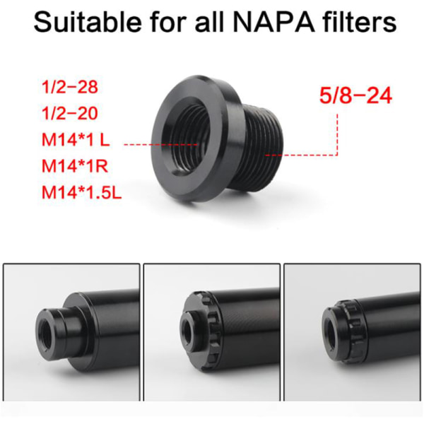 5/8-24 till 1/2-20 till M14 bilbränslefilter fat gängad adapter 5/8-24 to 1/2-20