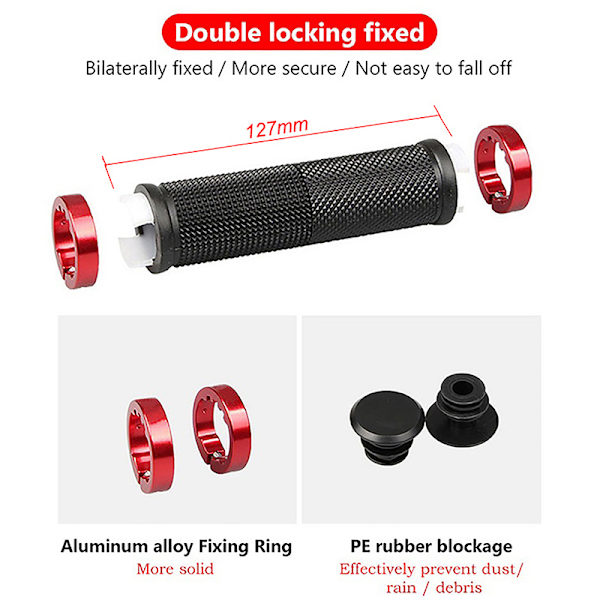PE kumikahvat metalliseos hihansuut Bilateral Lock polkupyörän kahvakahva White