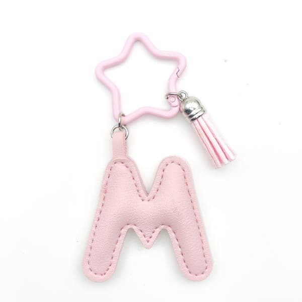 Kawaii Star Nyckelring Tofs Läder A-Ö Initial Väskberlocker Dam M