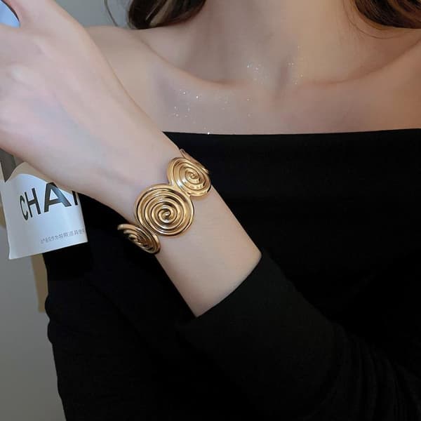 Y2K Punk Gotisk Geometrisk Spiral Armbånd Til Kvinder Mænd Par Silver