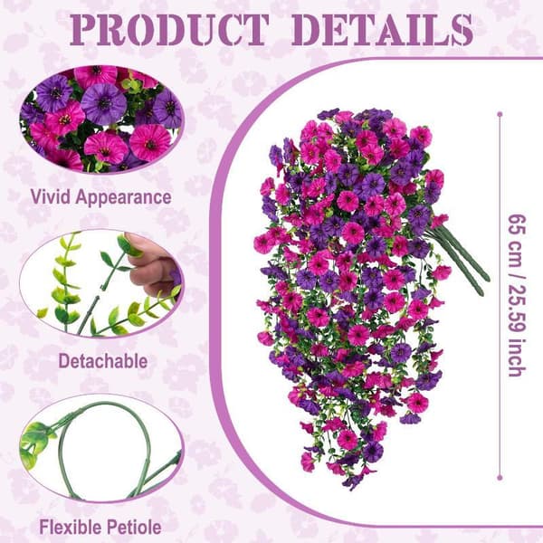 2 stk kunstige blomster vin Morning Glory bryllupsfest A6 2pcs
