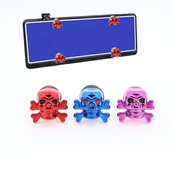 4 stk. motorcykel nummerpladeramme med knoglehoved automatisk nummerplade Silver 4pcs