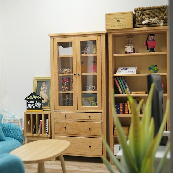1:12 Dollhouse TV -kaappi Kirjahylly Lasikaappi 1#-White