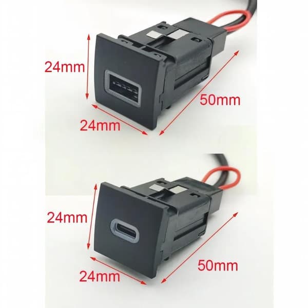 NY Rød LED Bil USB-lader PD Hurtiglading Telefonladeadapter A3