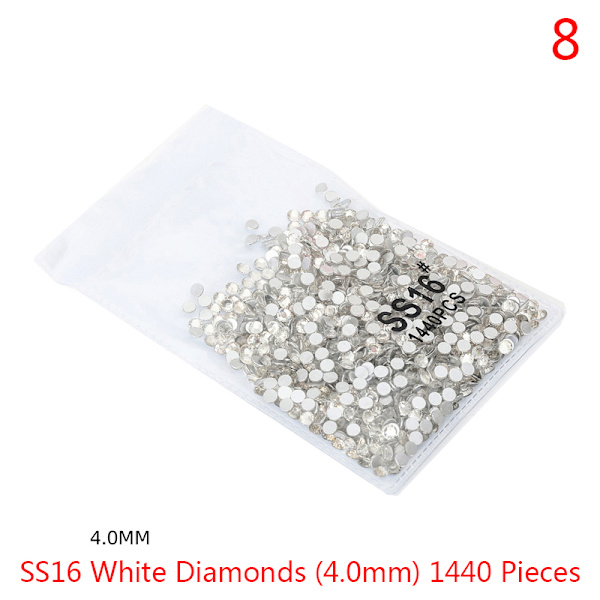1440 kpl Crystal Nail Art Stones litteät strassit kynsille A 8