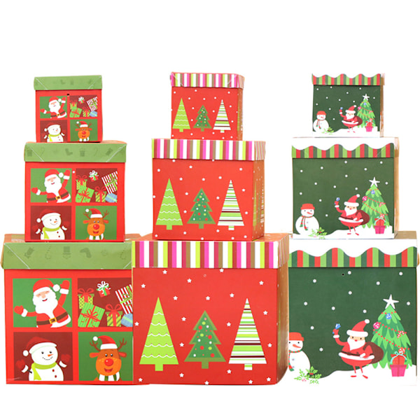 3 stk Papir Julegaveeske Julegaveeske Nesting Candy Box Festi A2