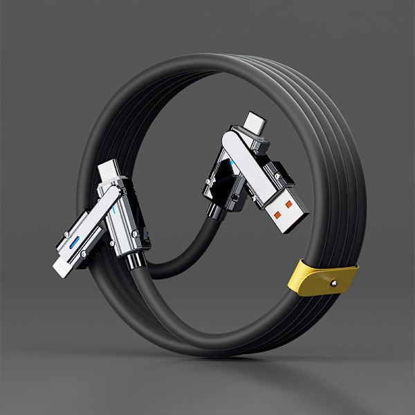 Ny 100W 2 i 2 PD snabb USB kabel för/honor utdragbar portab Black 2m