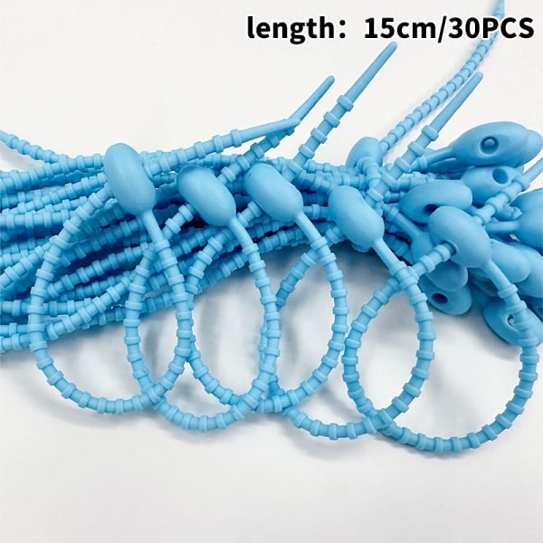 30 STK Silikone Genanvendelig Kabel Wire Organizer Winder Opbevaring Hol baby blue 15CM