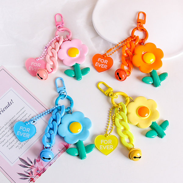 Candy Color Nøkkelringer For Bag Kvinner Søt Flower Pendant Car Ke A19
