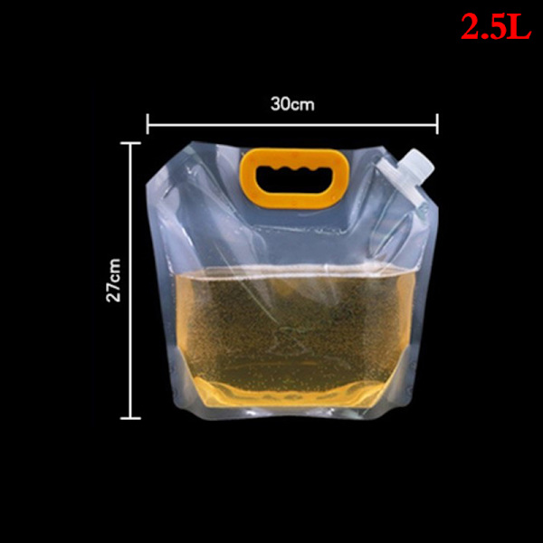 1 stk 1/1,5/2,5/5/10L Gjenbrukbare gjennomsiktige drikkeposer Drikkeflasker M（2.5L）