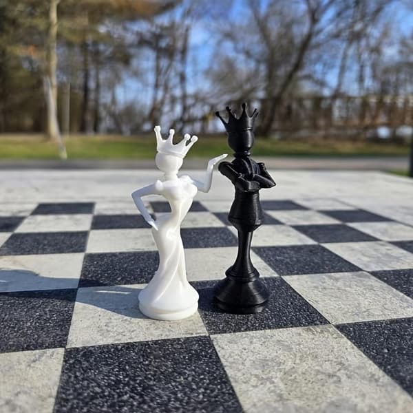 2 st 3D-printade schackparstatyer Kreativ drottning kung dekor