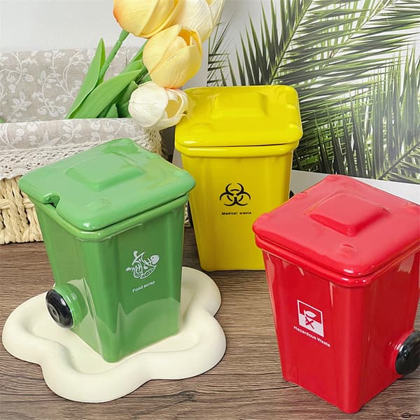 Rolig soptunna keramisk mugg 6