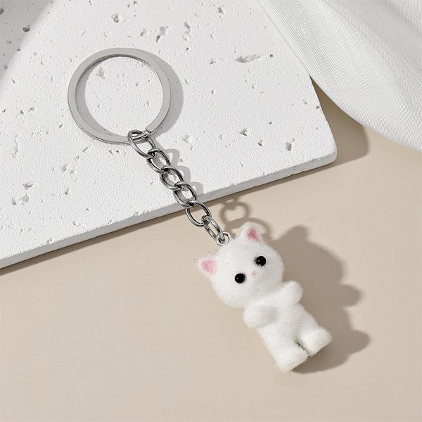Flocking Kitten Bear nøkkelring Resin Cat Phone Pendant Bear Keyr A2