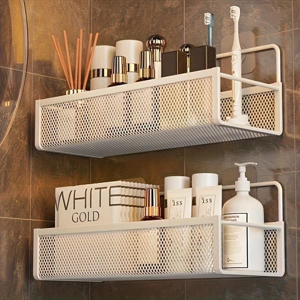 Baderomsoppbevaringshylle Ingen boring nødvendig Baderomsorganisering A Black 32cm