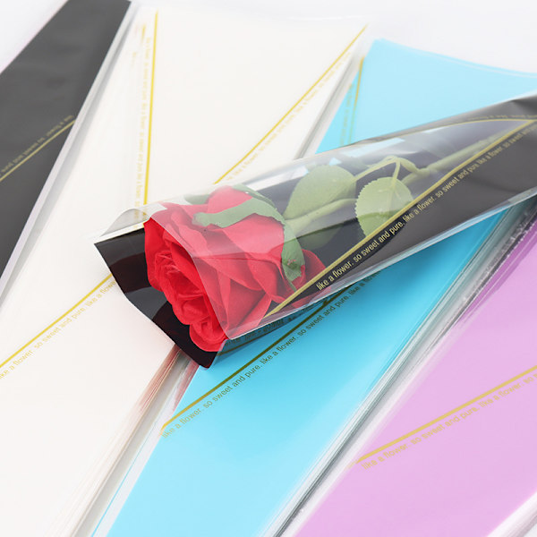 50 stk. Enkelt Rosesleeve Blomsterindpakningspose Buket Emballage Black