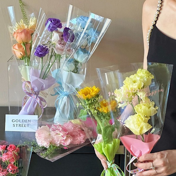 10 stk Enkelt Rose Ermer Blomsterinnpakningspose Bukett Emballasje A2